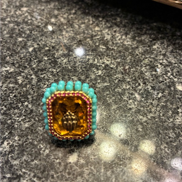 Kurt Geiger Gold and Turquoise Ring, size 6-6.5. - Picture 11 of 11